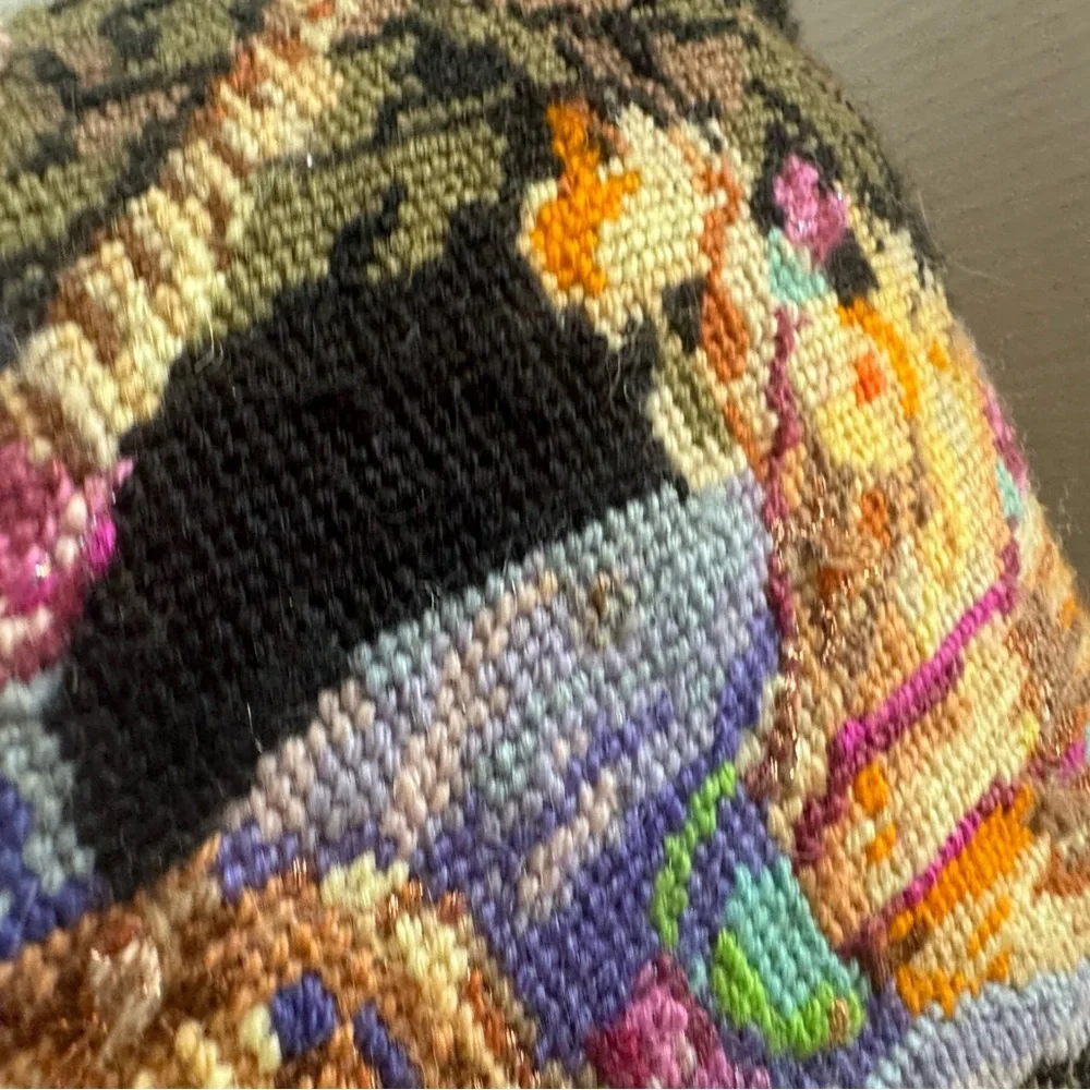 Floral Needlepoint Accent Pillow